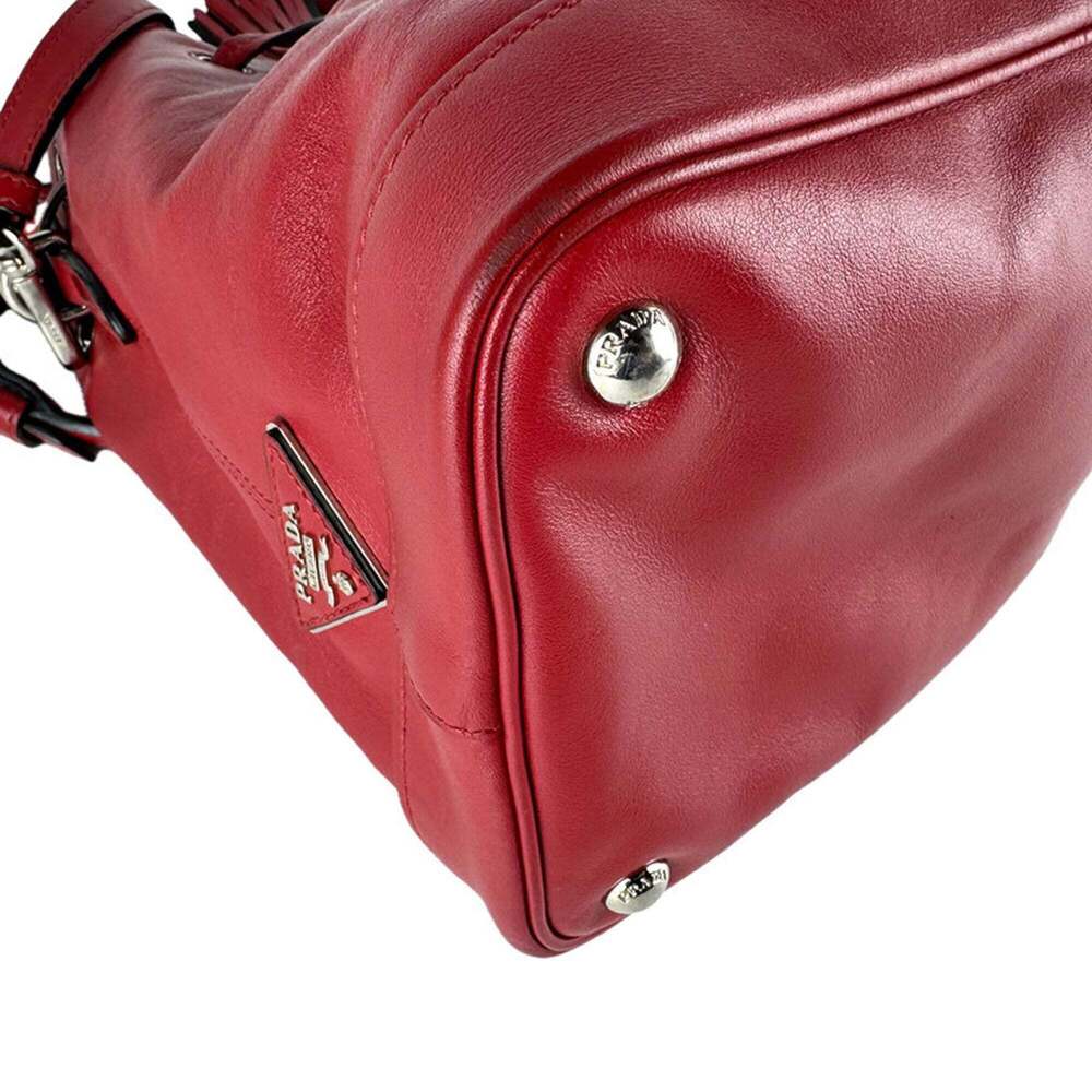 PRADA Red Leather Shoulder Bag - Picture 8 of 14